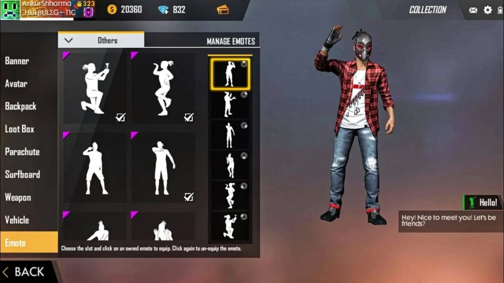 Emotes in Free Fire